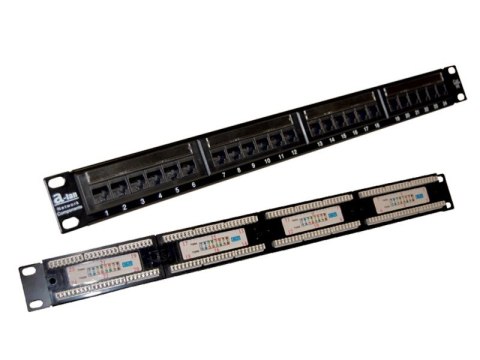 Patch panel A-LAN czarny PK003 (1U; 19"; kat. 5e; UTP; 24xRJ-45)