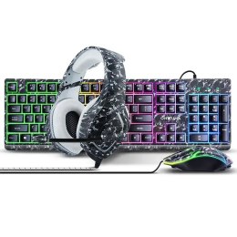 Onikuma Zestaw TZ3002 RGB: mysz, klawiatura, słuchawki camo Szare