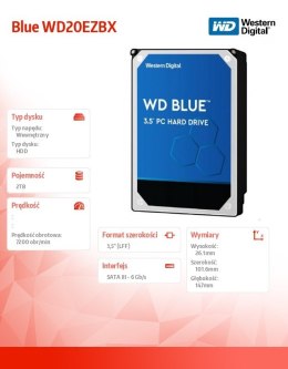 Western Digital Dysk Blue 2TB 3,5'' 256MB SATAIII 7200 RPM