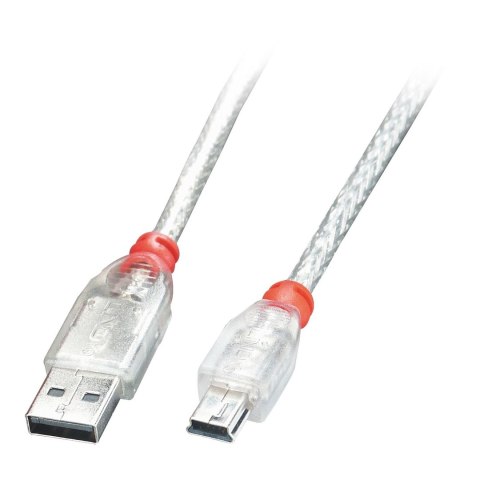 Kabel USB 2.0 LINDY Type A/MiniB M/M 0,5m transparentny