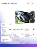 ZOTAC Karta graficzna GeForce RTX 4060 Ti TWIN EDGE 16GB GDDR6 128bit 3DP