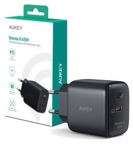 AUKEY PA-B2T Black Omnia II GaN ładowarka sieciowa 1xUSB-C 45W Power Delivery 3.0