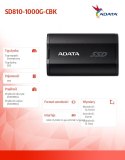 Adata Dysk SSD External SD810 1TB USB3.2C 20Gb/s Black