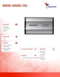 Adata Dysk SSD External SD810 4TB USB3.2C 20Gb/s Silver