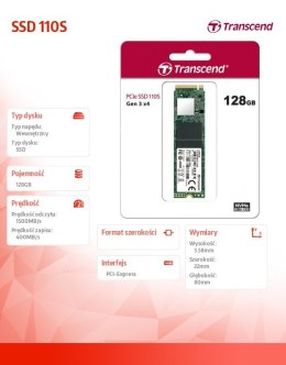 Transcend Dysk SSD 110S 128GB 2280 M.2 NVMe PCIe Gen3 x4