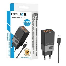 Beline Ładowarka sieciowa 65W GaN 2xUSB-C + USB-A +Kabel USB-C Czarna