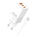 Beline Ładowarka sieciowa 65W GaN 2xUSB-C + USB-A+ kabel USB-C Biała