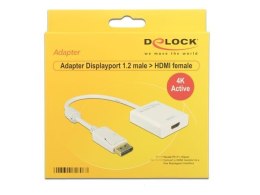 Delock Adapter Displayport(M)->HDMI(F) Aktywny 4K White