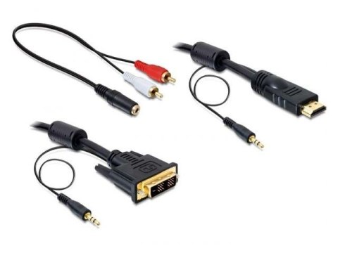 Delock Kabel HDMI(M)->DVI-D(M)(18+1)+AUDIO(Jack 3,5mm) 2m