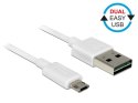 Delock Kabel Micro USB AM-BM Dual Easy-USB 1m Biały