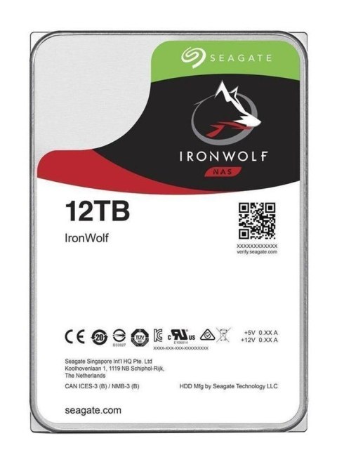 Dysk HDD Seagate IronWolf ST12000VN0008 (12 TB ; 3.5"; SATA; 256 MB; 7200 obr/min) (WYPRZEDAŻ)