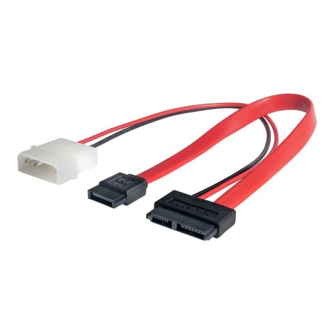 Kabel Akyga AK-CA-45 (SATA Slimline 7 - Molex 4-pin, SATA ; 0,20m; wielokolorowy)