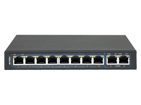 AVIZIO SWITCH NIEZARZĄDZALNY 8 PORTÓW RJ45 POE 1GB/S + 2 PORTY RJ45 UPLINK 1GB/S (BUDŻET MOCY 96W)