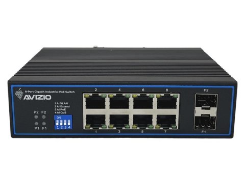 AVIZIO SWITCH NIEZARZĄDZALNY 8 PORTÓW RJ45 POE 1GB/S + 2 PORTY SFP UPLINK 1GB/S (BUDŻET MOCY 96W)