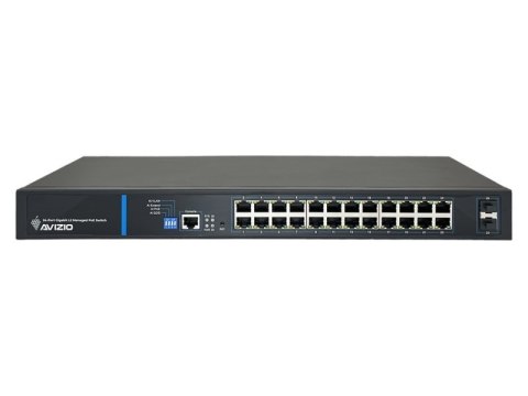 AVIZIO SWITCH ZARZĄDZALNY 24 PORTY RJ45 POE 1GB/S + 2 PORTY SFP UPLINK 1GB/S (BUDŻET MOCY 250W)