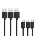 AUKEY CB-D10 Black zestaw 3 szt. szybkich kabli Quick Charge micro USB-USB | 3x1.2m | 480 Mbps