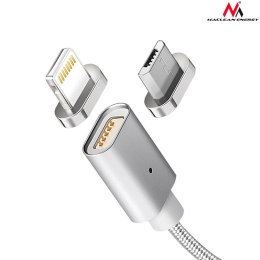 Maclean Kabel lightning USB magnetyczny silver MCE161- Quick & Fast Charge