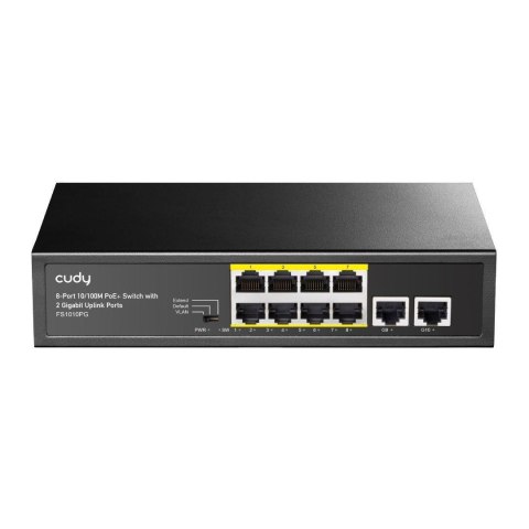 Switch niezarządzalny Cudy FS1010PG 8x10/100Mbps with 2 Gigabit Uplink Ports, PoE+ 120W