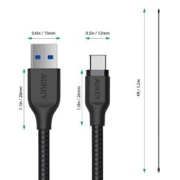 AUKEY CB-AC1 nylonowy kabel Quick Charge USB C-USB 3.1 | FCP | AFC | 1.2m | 5 Gbps | 3A | 60W PD | 20V