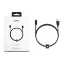 AUKEY CB-AL2 Black nylonowy kabel Quick Charge Lightning-USB | 2m | certyfikat MFi Apple