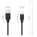 AUKEY CB-AL2 Black nylonowy kabel Quick Charge Lightning-USB | 2m | certyfikat MFi Apple