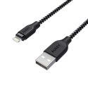 AUKEY CB-AL2 Black nylonowy kabel Quick Charge Lightning-USB | 2m | certyfikat MFi Apple