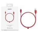 AUKEY CB-AL2 Red nylonowy kabel Quick Charge Lightning-USB | 2m | certyfikat MFi Apple