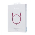 AUKEY CB-AL2 Red nylonowy kabel Quick Charge Lightning-USB | 2m | certyfikat MFi Apple