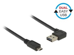 Delock Kabel USB micro AM-BM 2.0 0.5m czarny kątowy lewo/prawo Dual EasyUSB