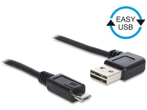 Delock Kabel USB micro AM-BM 2.0 0.5m czarny kątowy lewo/prawo Easy USB