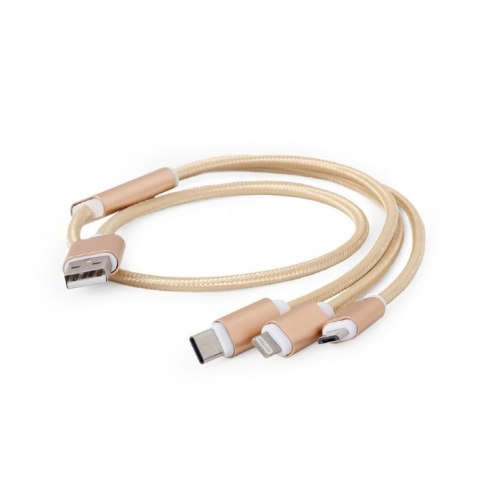 Gembird Kabel USB 3w1 do ładowania/1m/złoty