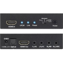 Techly HDMI 4K audio extractor SPDIF Toslink, 4x Jack 3.5mm, LPCM 5.1CH / 7.1CH