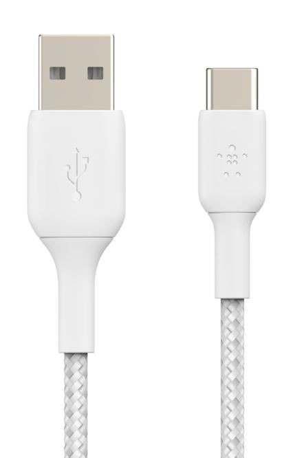 Belkin Kabel Braided USB-C USB-A 1m biały