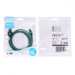 TB Kabel USB-Micro USB 1.5 m zielony sznurek