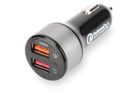 Ładowarka samochodowa Qualcomm Quick Charge™ 2xUSB(3A/2.4A), czarno-srebrna