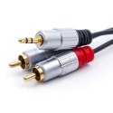 Qoltec Kabel 2xRCA / Mini Jack 3.5mm | 1m | czarny