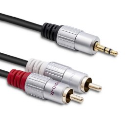 Qoltec Kabel 2xRCA / Mini Jack 3.5mm | 2m | czarny