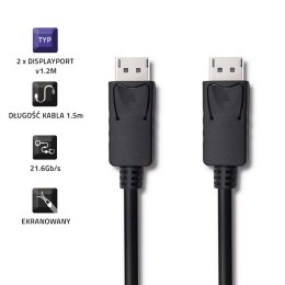 Qoltec Kabel DisplayPort v1.2 męski | DisplayPort v1.2 męski | 4K | 1.5m