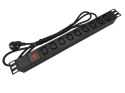 Listwa zasilająca 19" 230V - 9 gniazd (IEC320 C13), z wyłącznikiem LED, kabel 1,8m CEE 7/7 ALANTEC