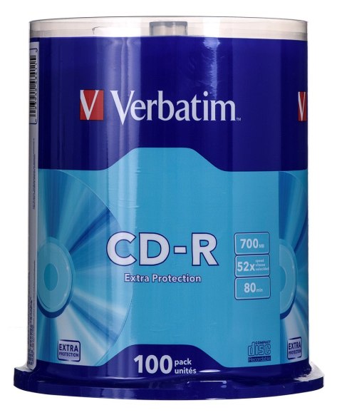 Płyta CD Verbatim 43411 (700MB; 52x; 100szt.; Cake)