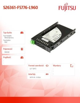 Fujitsu Dysk serwerowy SSD SATA 960GB 2.5'Mixe S26361-F5776-L960