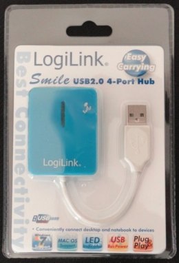 LogiLink HUB USB 2.0 4-portowy 'Smile' - niebieski