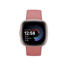 Fitbit versa 4 smart watch, pink body with pink silicone strap