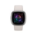 Smart watch Fitbit Sense 2, platinum body with a moon-white silicone strap