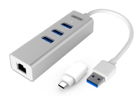 Unitek Hub 3x USB3.0 + USB Typ-C + GIGABIT RJ45; Y-3083B