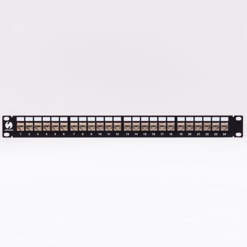 Patch panel keystone 19" 24-porty, FTP, wyposażony 24xkeystone jack kat. 6, Netrack