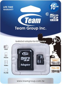 Karta pamięci microSDHC Team Group Class 10 16GB + Adapter SD