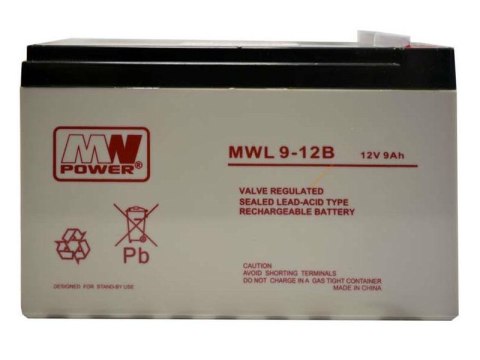 Akumulator żelowy 12V 9Ah MW Power MWL9-12B Long Life (10-letni)