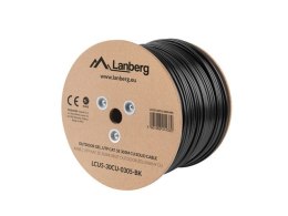 LANBERG KABEL LAN UTP KAT-5E 305M DRUT OUTDOOR ŻELOWANY CU CZARNY FLUKE PASSED LANBERG