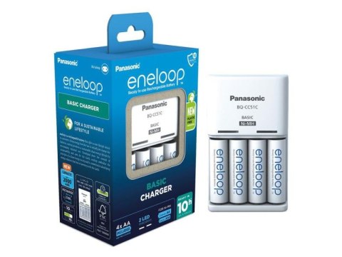 Ładowarka do akumulatorów Ni-MH Panasonic Eneloop BQ-CC51 + 4x R6/AA Eneloop 2000mAh BK-3MCDE